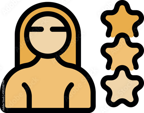 Client satisfaction survey with three golden stars for excellent customer service leading to happy clients