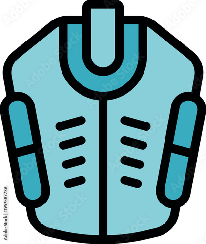 Providing ultimate protection, futuristic chest armor safeguards vital organs with cutting edge technology