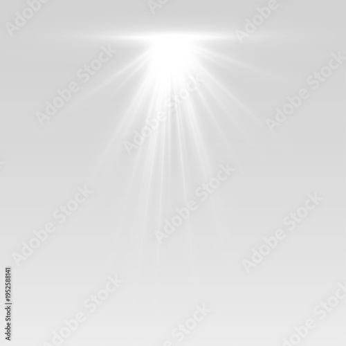 White shining star PNG with glowing lens flare and soft sparkles. Bright center radiates gentle light. Ideal for festive, Christmas, or decorative designs.
