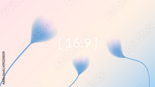 Bellflower aura blur silhouette shapes in soft gradient haze for spring social media banner. Gentle blue floral forms with dreamy gradation and bell flower. Ethereal vector background template.