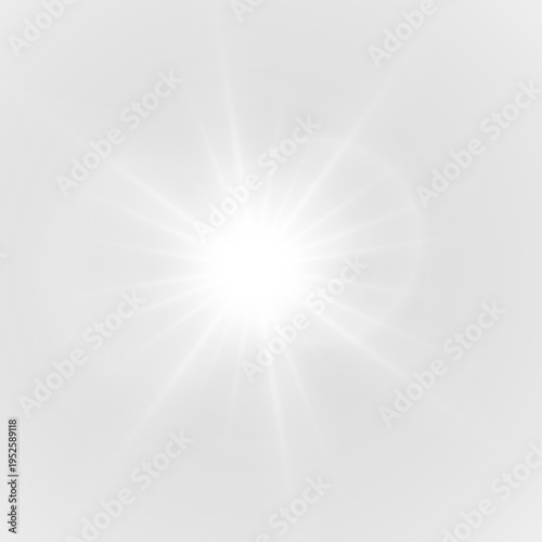 Silver shining star PNG with soft luminous glow and sparkling flare. Bright center radiates gentle light. Ideal for Christmas or holiday festive designs.
