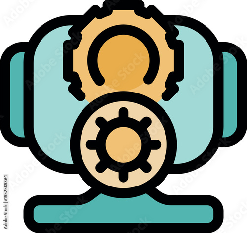 Webcam settings and configuration being adjusted, symbolized by gear and settings icons, representing control over video and audio parameters