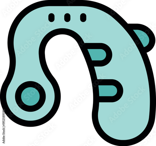 Ergonomic travel pillow designed for comfortable neck support during travel, featuring a unique shape and convenient magnetic closure