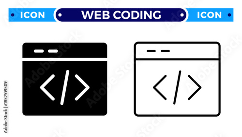 Web Coding and Programming Development for Software Engineering and Browser Interface Vector Icon Set