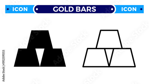 Gold Bars for Wealth Management and Financial Luxury Investment Vector Icon Set