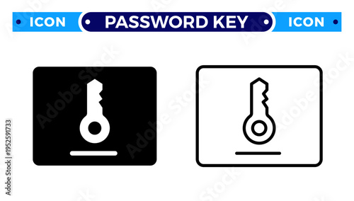 Digital Password Key and Secure Account Access for Cyber Security Vector Icon Set