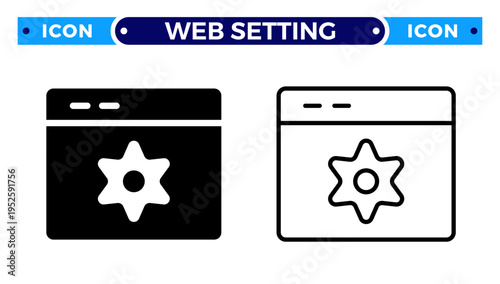 Web Browser Setting and Website Configuration with Gear Cog Vector Icon Set