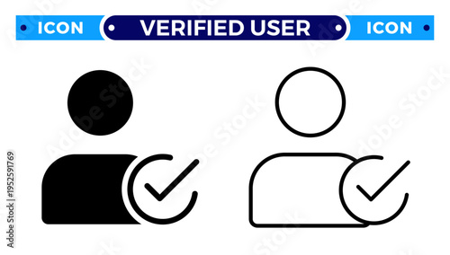 Verified User Profile and Approved Account Confirmation Vector Icon Set