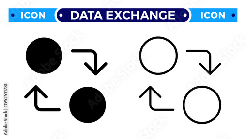 Data Exchange and Synchronize Process with Circular Arrows and Nodes Vector Icon Set