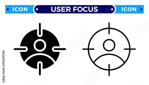 Target Audience and User Focus for Marketing Research and Customer Profile Vector Icon Set
