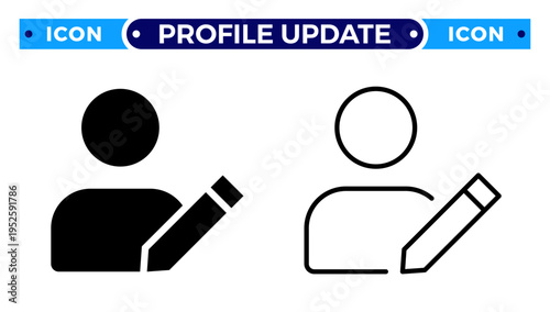 Edit User Profile and Update Personal Account Information with Pencil Vector Icon Set