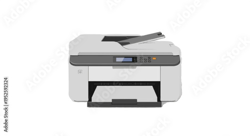 Modern All-in-One Printer Illustration for Office Printing, Scanning and Copying Needs