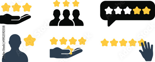 Customer Rating and Review Icons – Star Ratings, Feedback and User Experience Vector Set