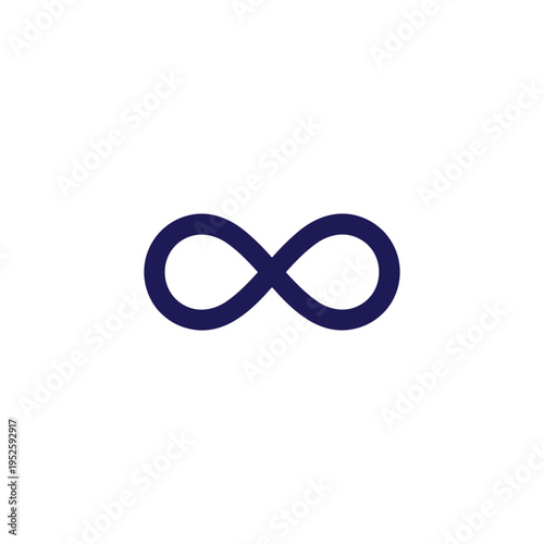 Dark Navy Blue Infinity Loop Line Icon — Endless Cycle Eternity Outline Symbol Vector Illustration