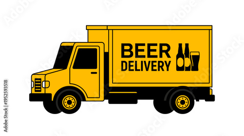 A Yellow Beer Delivery Truck Delivering Refreshing Brews to Your Doorstep