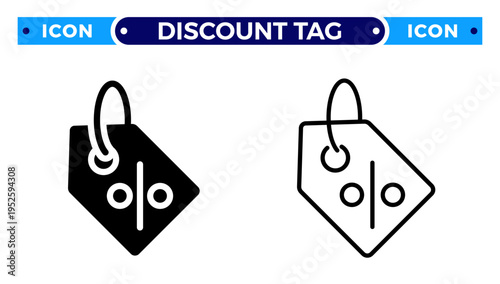 Discount Price Tag and Promotional Percentage Offer Vector Icon Set