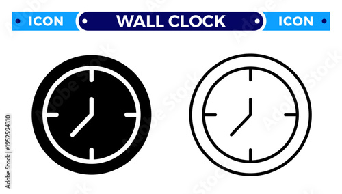 Classic Wall Clock and Time Management Schedule Vector Icon Set
