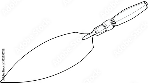Outline Drawing of a Hand Trowel Garden Tool for Planting, Digging, and Horticulture Vector Illustration