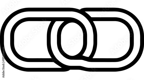 Interlinked Chain Links Icon: Symbol of Connection, Unity, Partnership, and Digital Linkage. Black Outline Graphic Element.