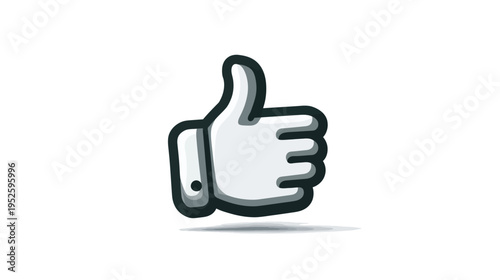 Stylized Thumbs Up Hand Gesture Icon - Positive Feedback, Approval, Like, and Success Symbol on White Background