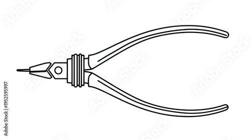 Snap ring pliers line art, a versatile hand tool for automotive, machinery repair, and industrial maintenance tasks.