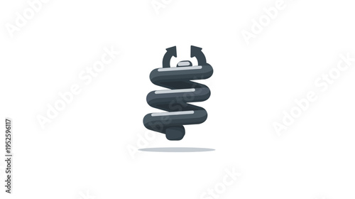 Animated black coil spring compressing and expanding, showcasing mechanical elasticity, tension, and engineering principles.