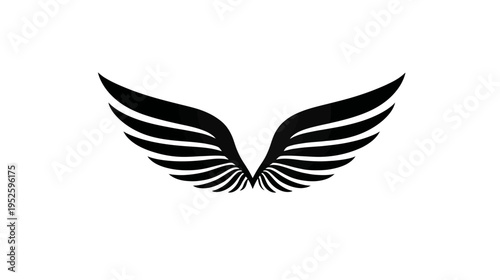 Stylized Black Wings Icon Isolated on White Background - Elegant Symbolic Bird or Angel Wings for Freedom and Flight Concepts