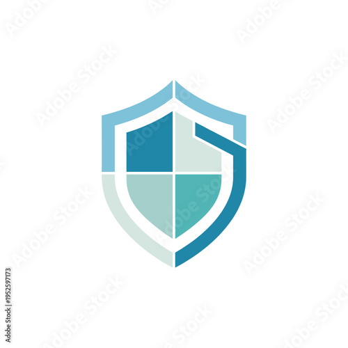 A modern and abstract shield logo design featuring a segmented interior with shades of blue and teal, symbolizing protection and security. Free Download A modern and abstract shield logo design featuring a segmented interior with shades of blue and teal, symbolizing protection and security. - GFXLoad