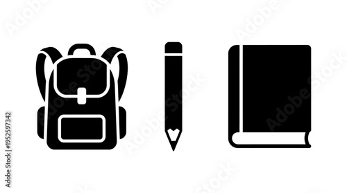 School Supplies and Backpack Icon