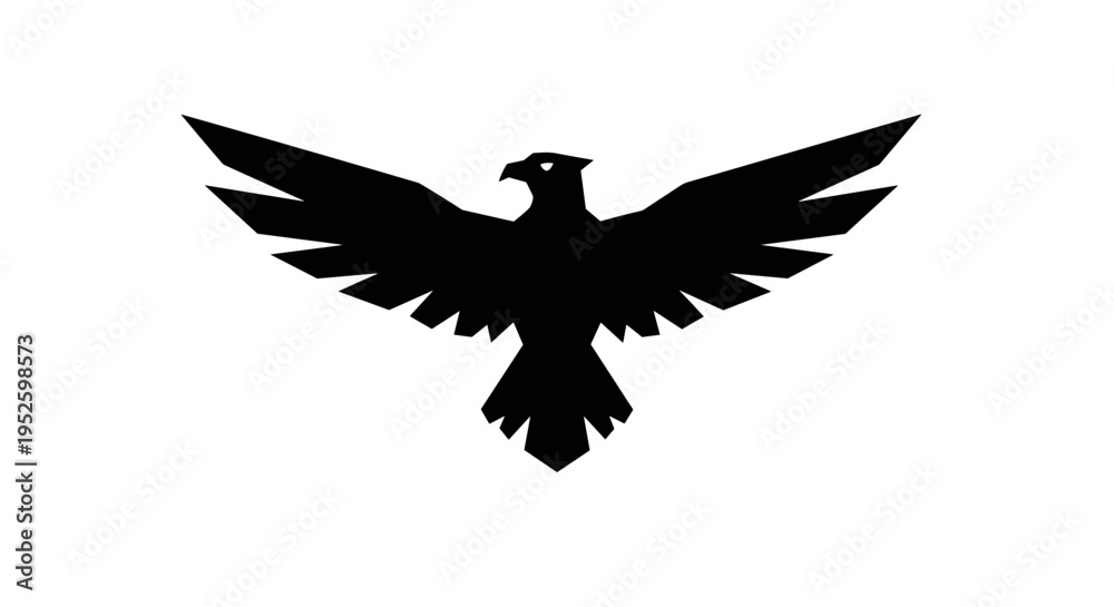 Obraz premium Black Eagle Bird Silhouette Flying.