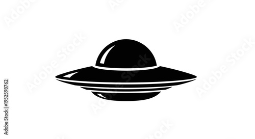 Black UFO Flying Saucer Icon.