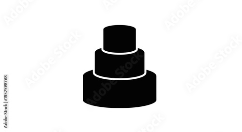 Black Three Tier Cake Icon.