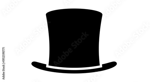 Black Top Hat Silhouette Icon.