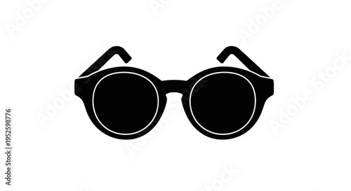 Black Vintage Round Sunglasses.