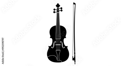Black violin and bow silhouette.