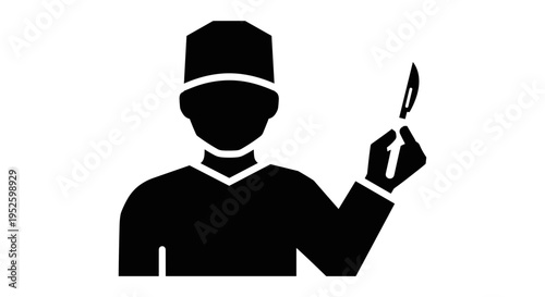 Silhouette of a chef holding knife.