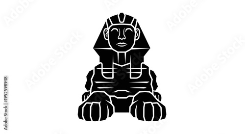 Sphinx statue in black outline.