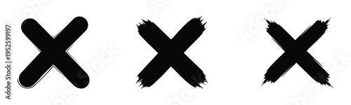 Hand-Drawn Cross Marks Set with Bold Brush Style brush Icons for Error and Rejection