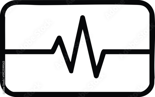 Heartbeat pulse line icon in a rectangular frame.