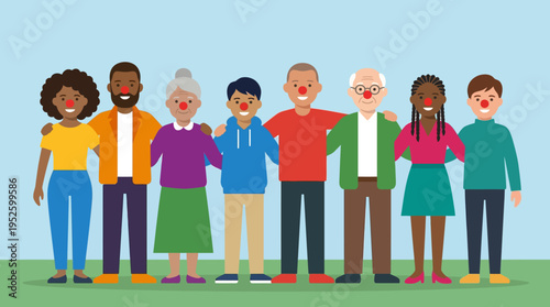 Diverse group of people standing together.