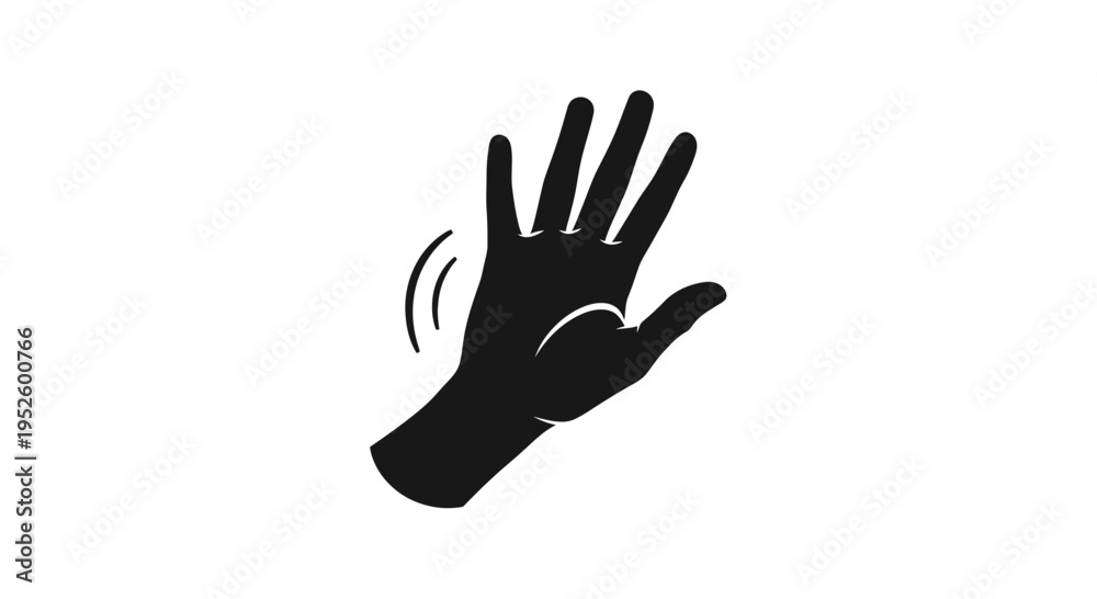 Obraz premium Black Hand Stop Gesture Icon.