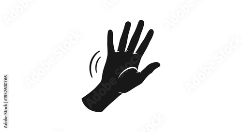 Black Hand Stop Gesture Icon.