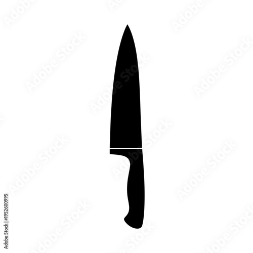 Black kitchen knife with handle.