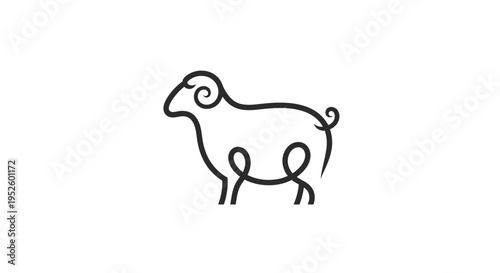 Black line drawing of a ram.