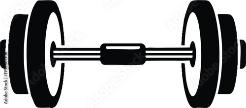 Simple black and white illustration of a dumbbell.