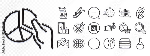 Cooking timer, Pie chart and Servers line icons for web app. Glare of light effect. Message icon. Pack of Drag drop, Private payment, Qr code pictogram icons. Vector