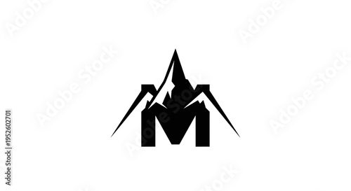 Black mountain letter M logo symbol.