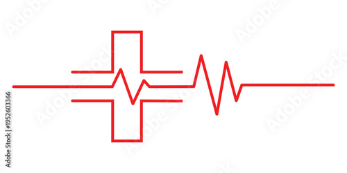 Red Electronic RC Filter Symbol - Resistor and Capacitor Schematic with Heartbeat Pulse Line