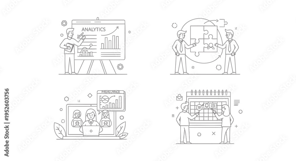 Obraz premium Set of 4 business strategy icons vector