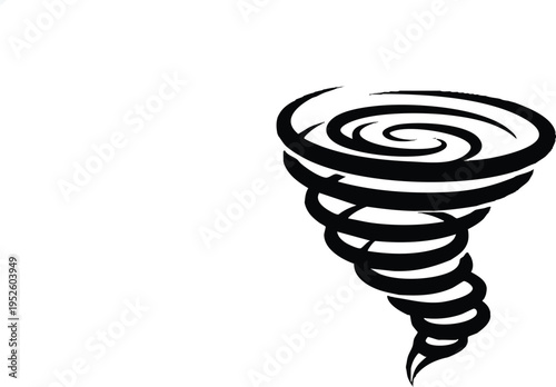 Stylized Tornado Swirl Icon Black and White.